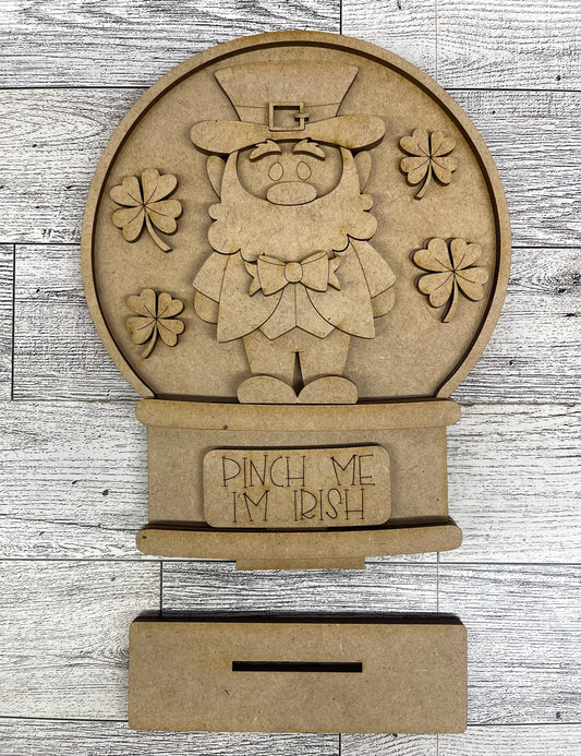 St. Patrick's Day Leprechaun 2026 Globe Insert Add-On - unpainted wood cutouts, ready for you to paint