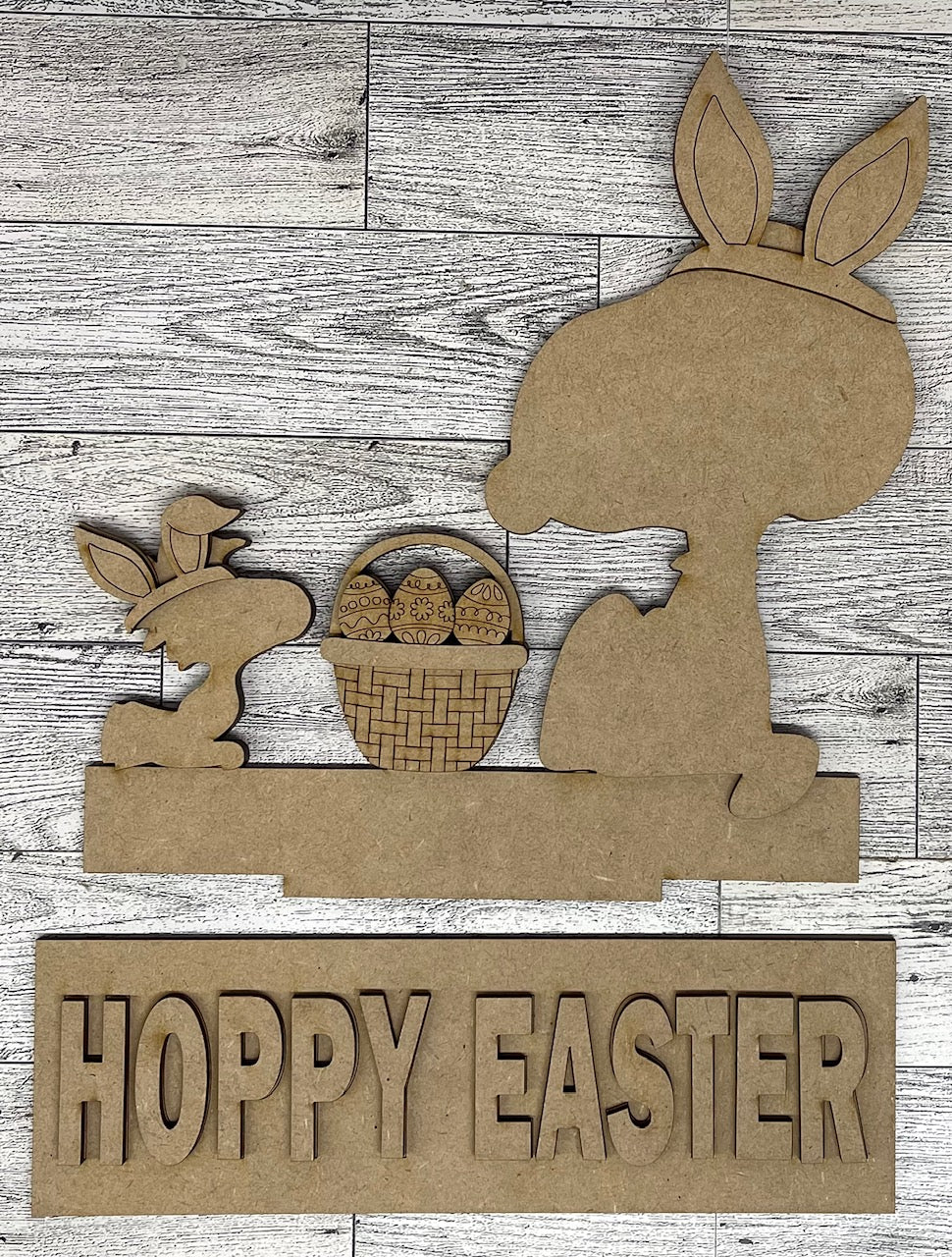 Peanuts - Snoopy & Woodstock Easter - Insert for Changeable Window Box unpainted wood cutouts, ready for you to paint