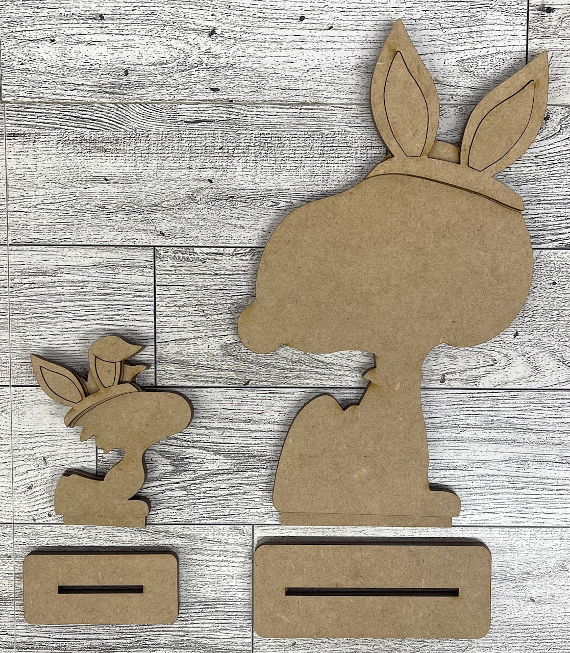 Peanuts Snoopy & Woodstock Easter Standers - Cutout unpainted wood ready for you to paint