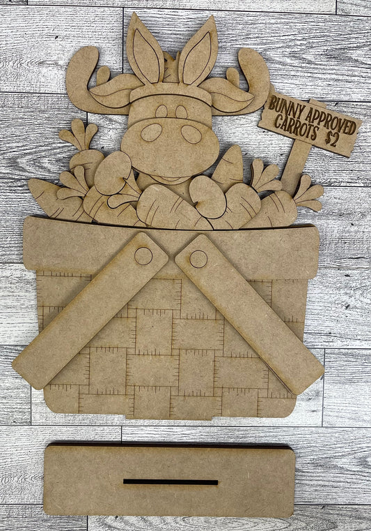 Easter Moose basket insert unpainted wood cutouts, ready for you to paint