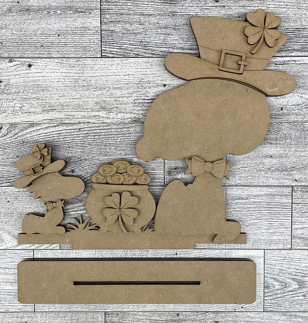 Peanuts Snoopy & Woodstock St. Patricks Day Standers - Cutout unpainted wood ready for you to paint