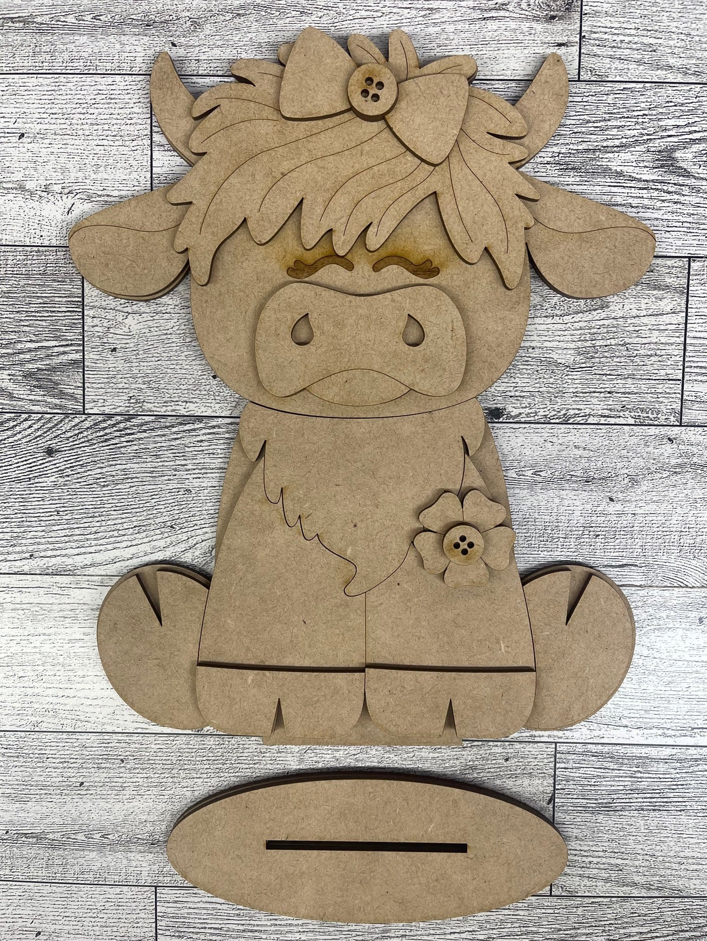 Highland Cow Boy or Girl stander 2026 - unpainted wood cutouts, ready for you to paint