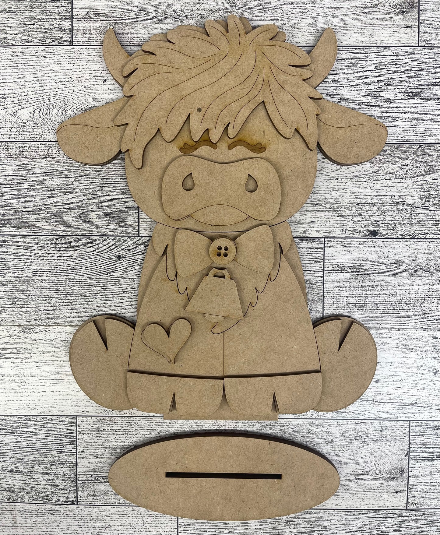 Highland Cow Boy or Girl stander 2026 - unpainted wood cutouts, ready for you to paint