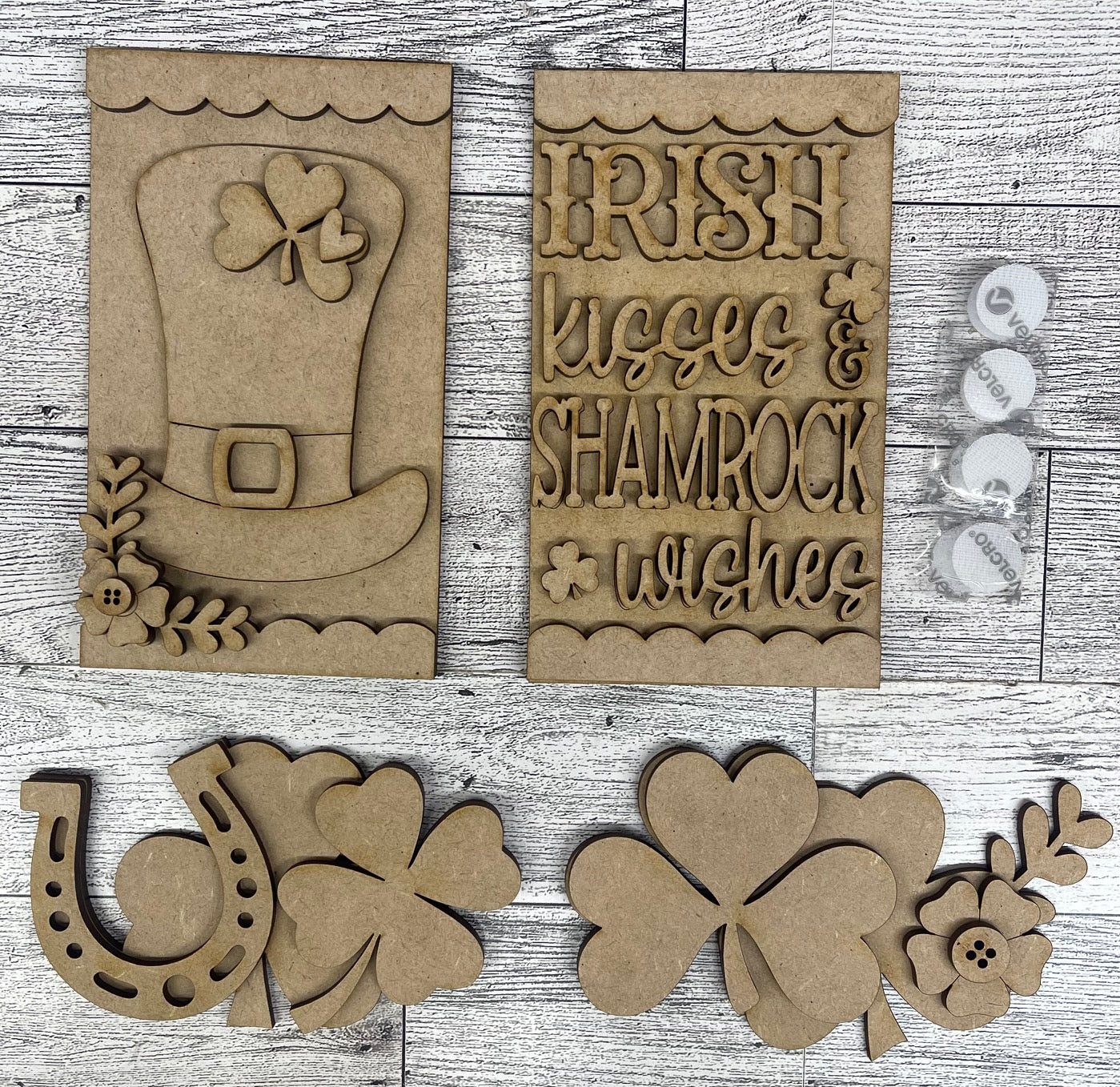 St. Patricks Insert for the Cottage Cabinet - unpainted wooden cutouts, ready for you to paint