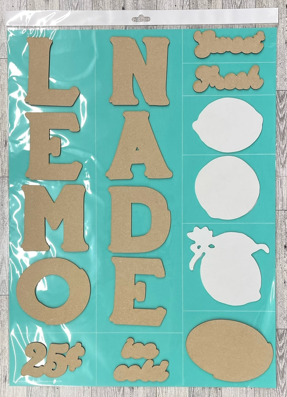 Lemonade sign Cutouts, unpainted wooden cutouts - ready for you to paint