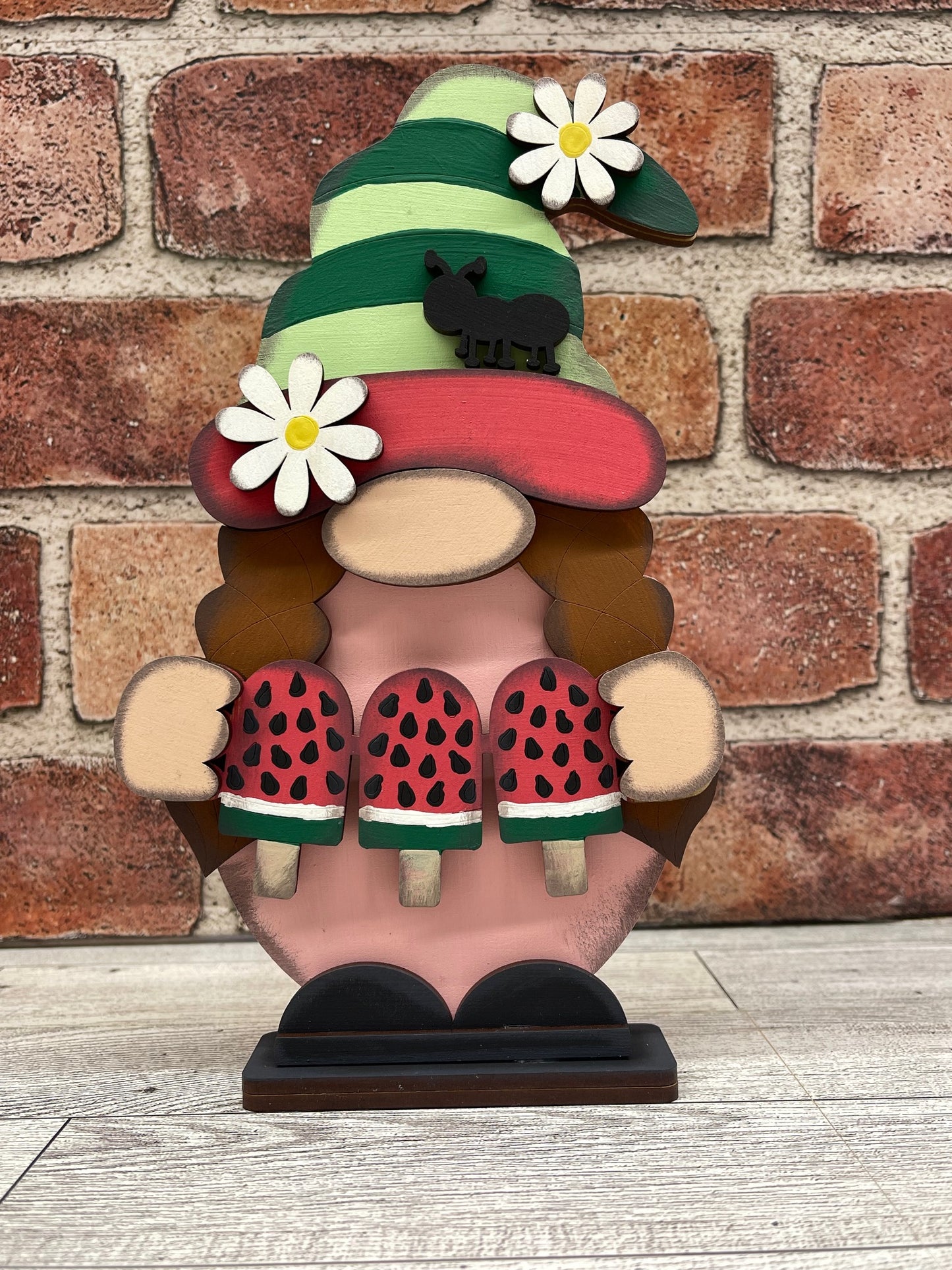Watermelon boy or girl  Gnome with wood cutouts, unpainted wooden cutout - ready for you to paint