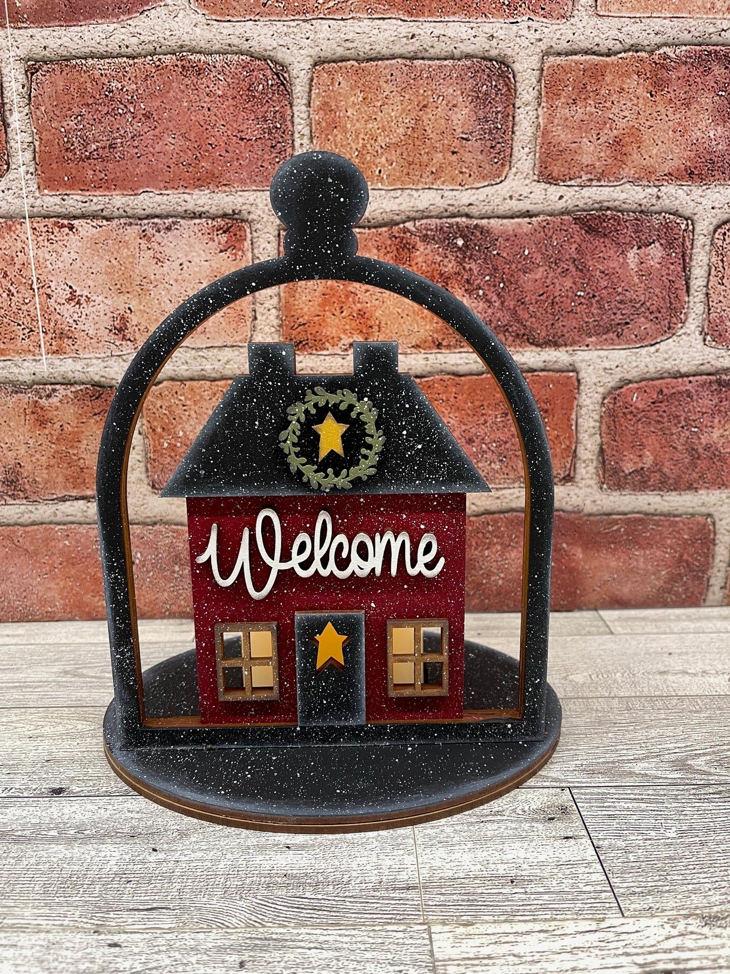 Prim Saltbox House with Candle - cutouts - unpainted wooden cutouts, ready for you to paint
