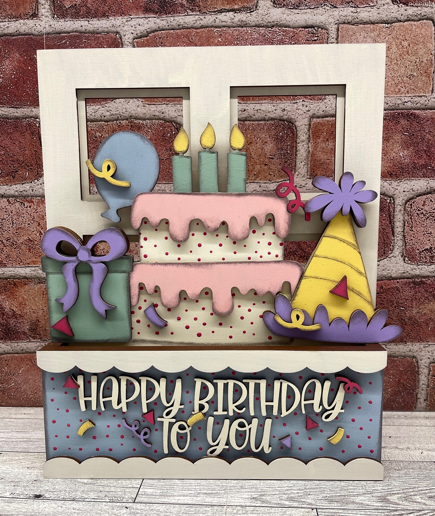 New Birthday 2026 - Insert for Changeable Window Box unpainted wood cutouts, ready for you to paint
