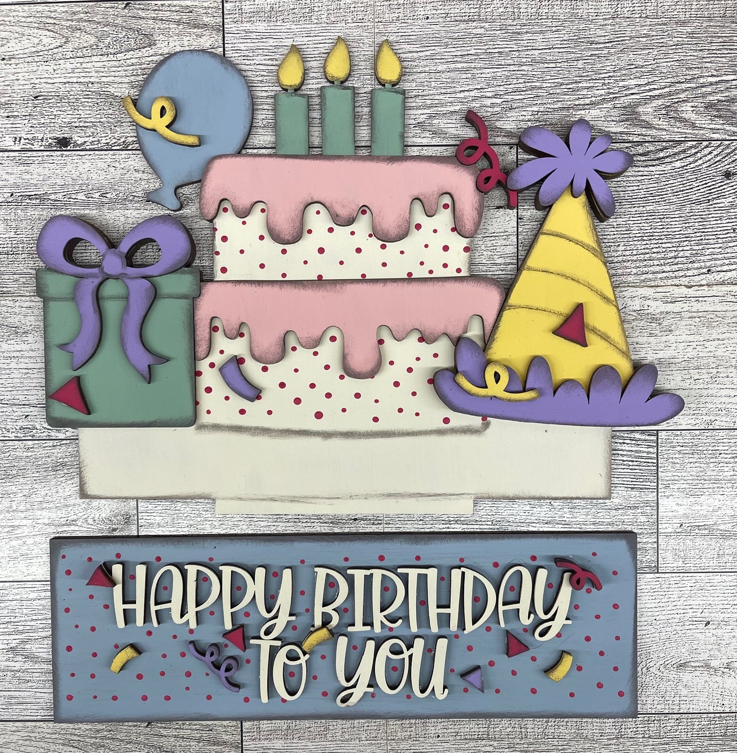 New Birthday 2026 - Insert for Changeable Window Box unpainted wood cutouts, ready for you to paint