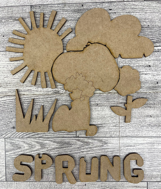 Peanuts - Snoopy Spring has Sprung - Cutout unpainted wood ready for you to paint