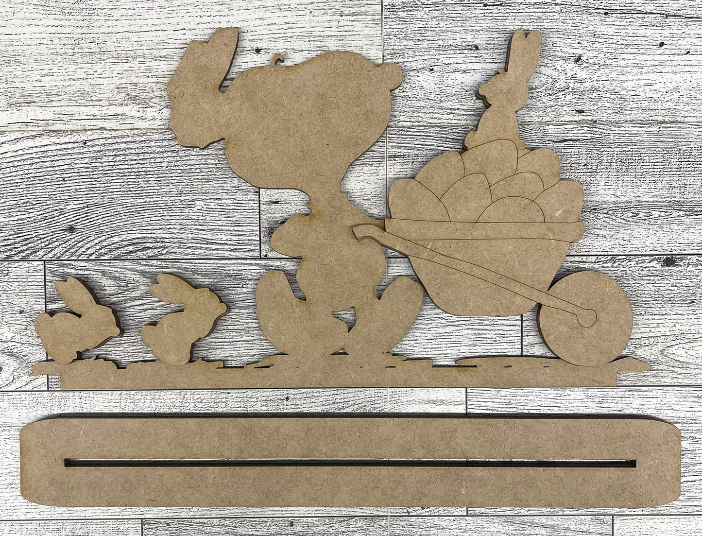 Peanuts - Snoopy Easter Eggs in Wheelbarrow - Cutout unpainted wood ready for you to paint