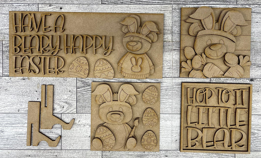Easter Bear Bunny Leaning Ladder Blocks & Sign Add-On - unpainted wood cutouts, ready for you to paint (Copy)
