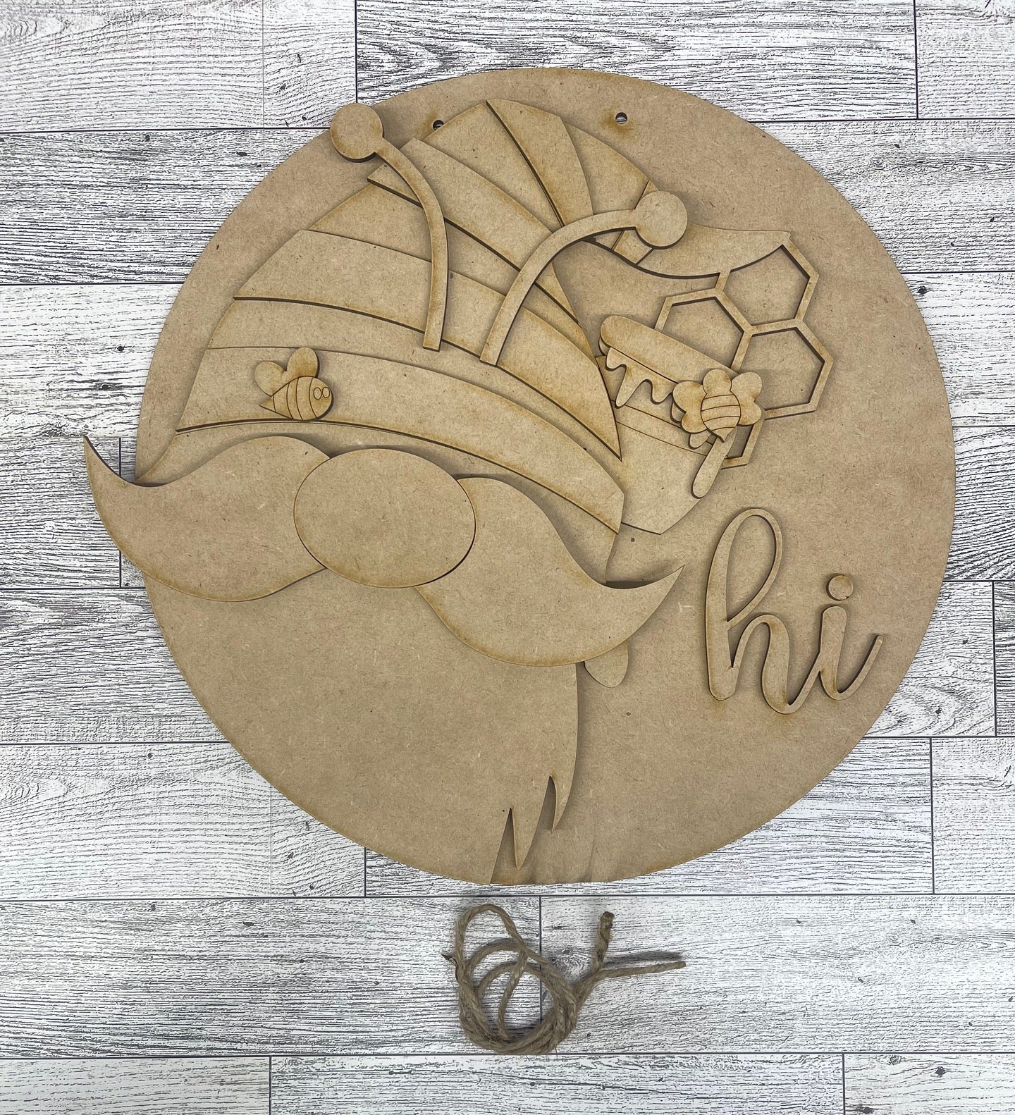 Bee Gnome  Changeable Door Sign cutouts - unpainted wooden cutouts, ready for you to paint