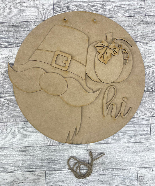 Thanksgiving Gnome  Changeable Door Sign cutouts - unpainted wooden cutouts, ready for you to paint
