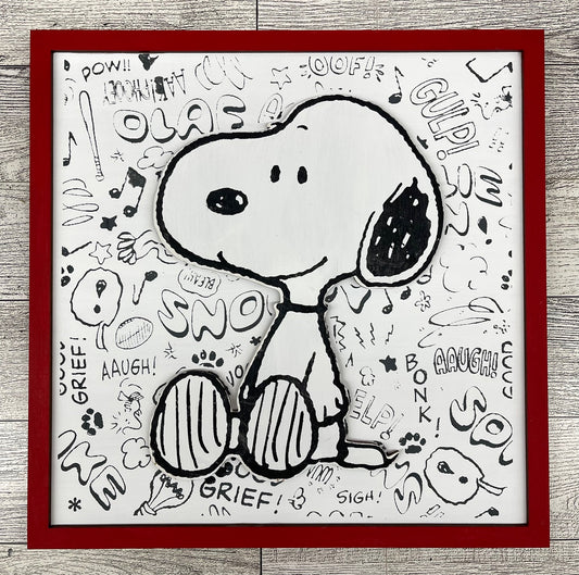 Peanuts - Snoopy Comic Pattern - Cutout unpainted wood ready for you to paint