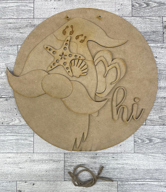 Summer Gnome  Changeable Door Sign cutouts - unpainted wooden cutouts, ready for you to paint