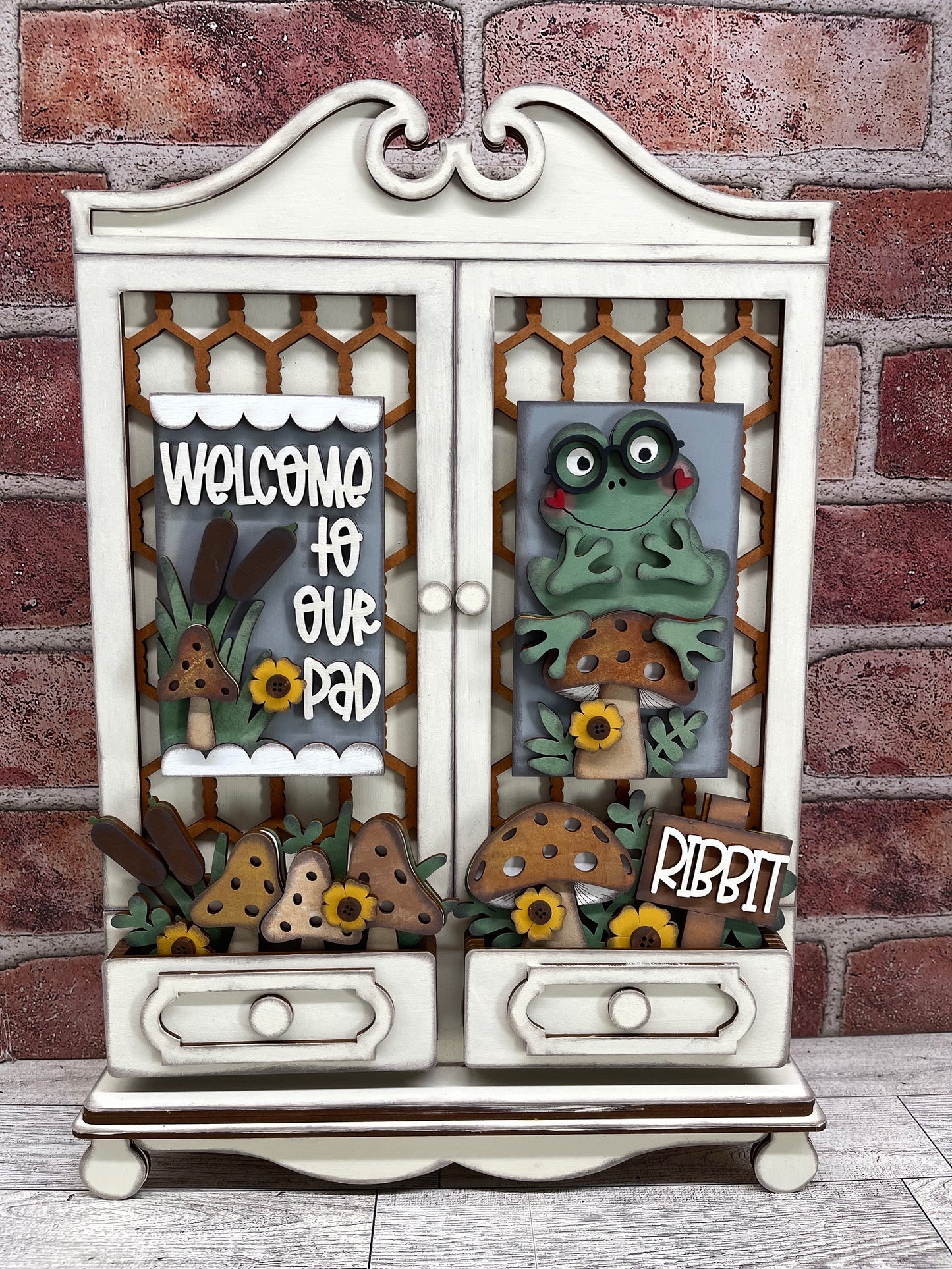 Frog - Welcome to our Pad Insert for the Cottage Cabinet - unpainted wooden cutouts, ready for you to paint