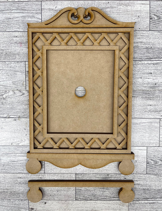 Frame for 5 x 6.25 signs - wood  cutouts - unpainted wooden cutouts, ready for you to paint