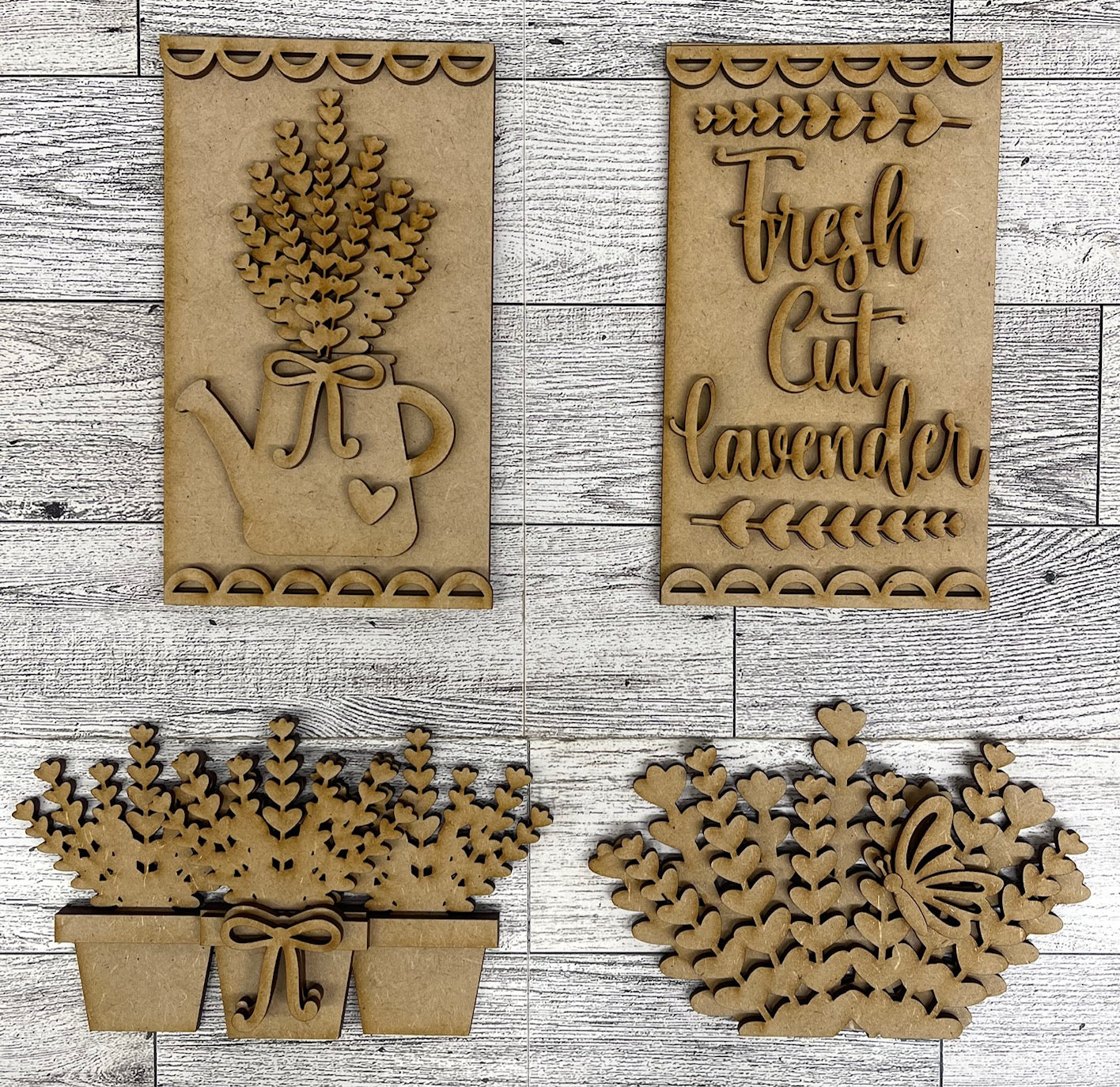 Lavender Insert for the Cottage Cabinet - unpainted wooden cutouts, ready for you to paint