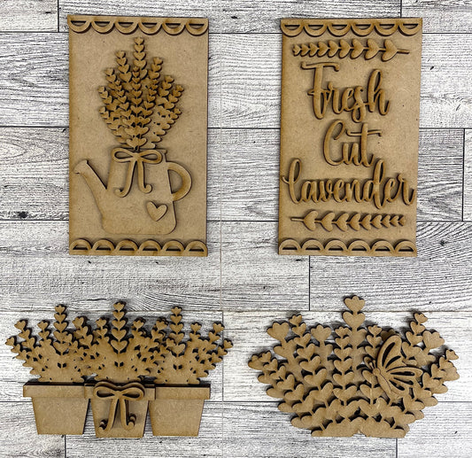 Lavender Insert for the Cottage Cabinet - unpainted wooden cutouts, ready for you to paint