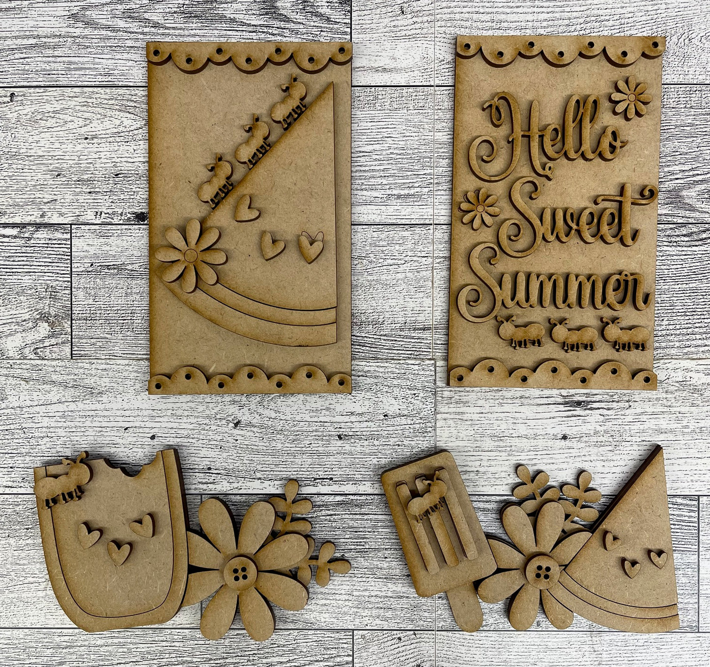 Watermelon Insert for the Cottage Cabinet - unpainted wooden cutouts, ready for you to paint