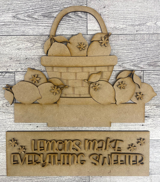 Lemon Insert for Changeable Window Box unpainted wood cutouts, ready for you to paint