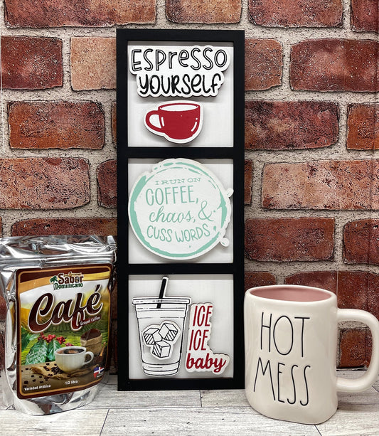 Espresso Yourself sign cutouts, unpainted wooden cutouts - ready for you to paint