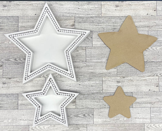 Beaded Star Inserts only Cutouts, unpainted wooden cutouts - ready for you to paint