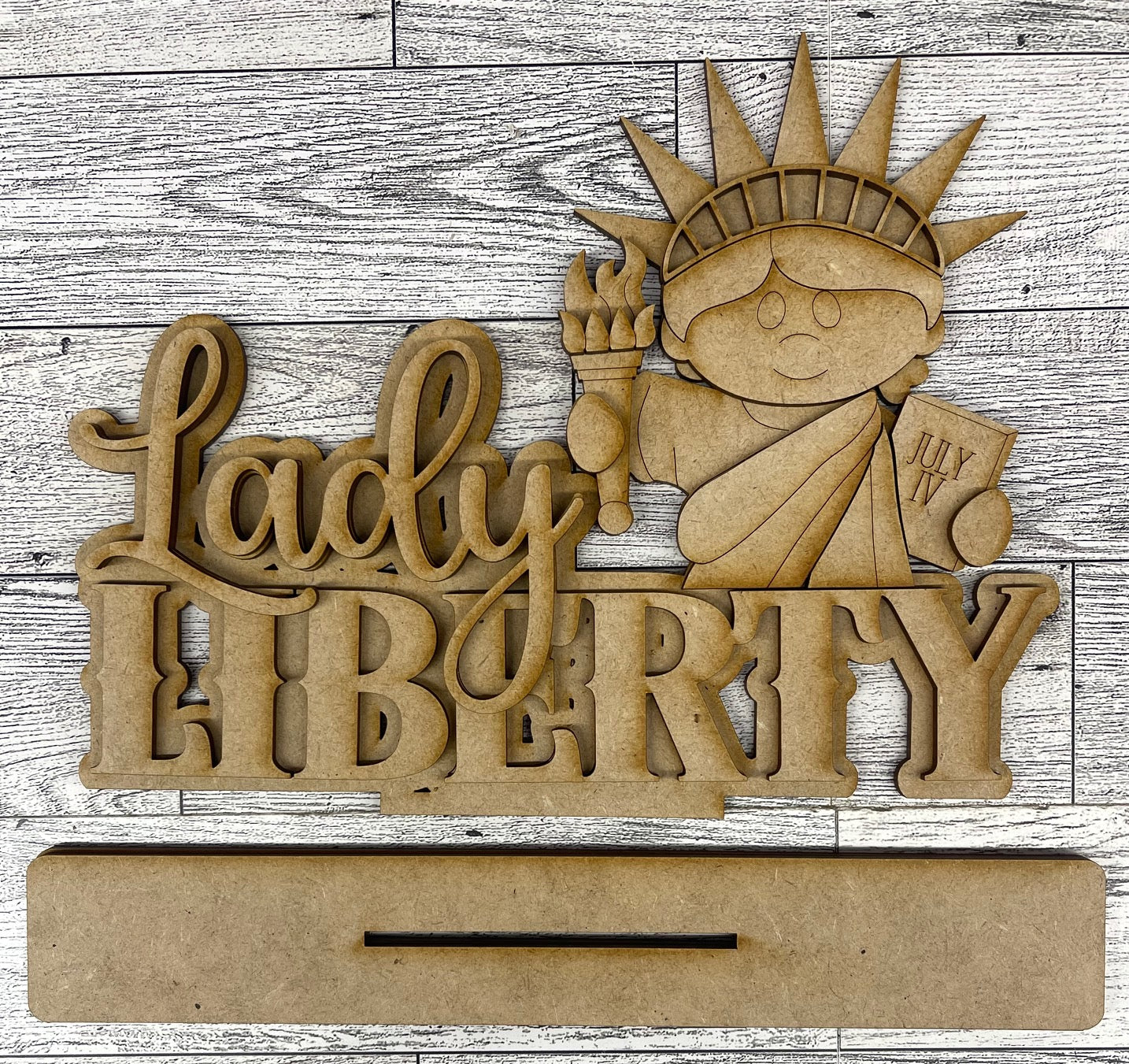 Lady Liberty - Patriotic Stander - unpainted wooden cutouts, ready for you to paint
