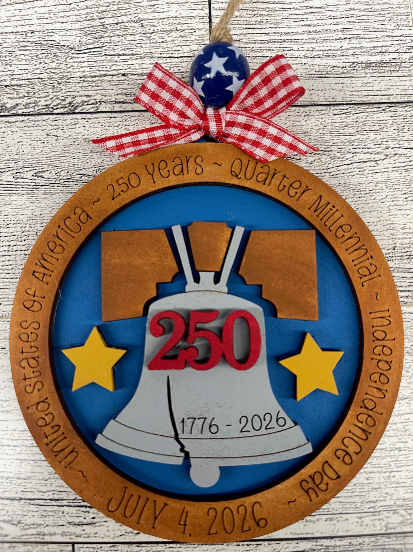 250 Years Celebration set of 2 Ornaments - Patriotic - unpainted wooden cutouts, ready for you to paint