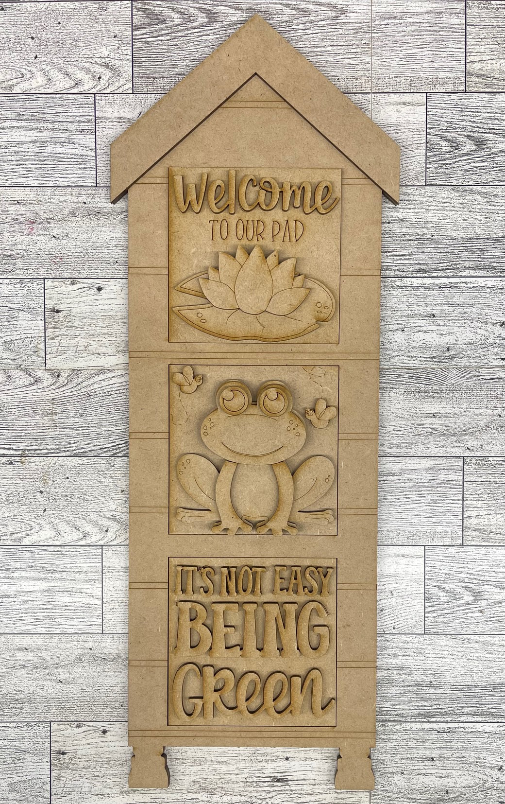 Spring Frog - Leaning Ladder Blocks & Sign Add-On - unpainted wood cutouts, ready for you to paint