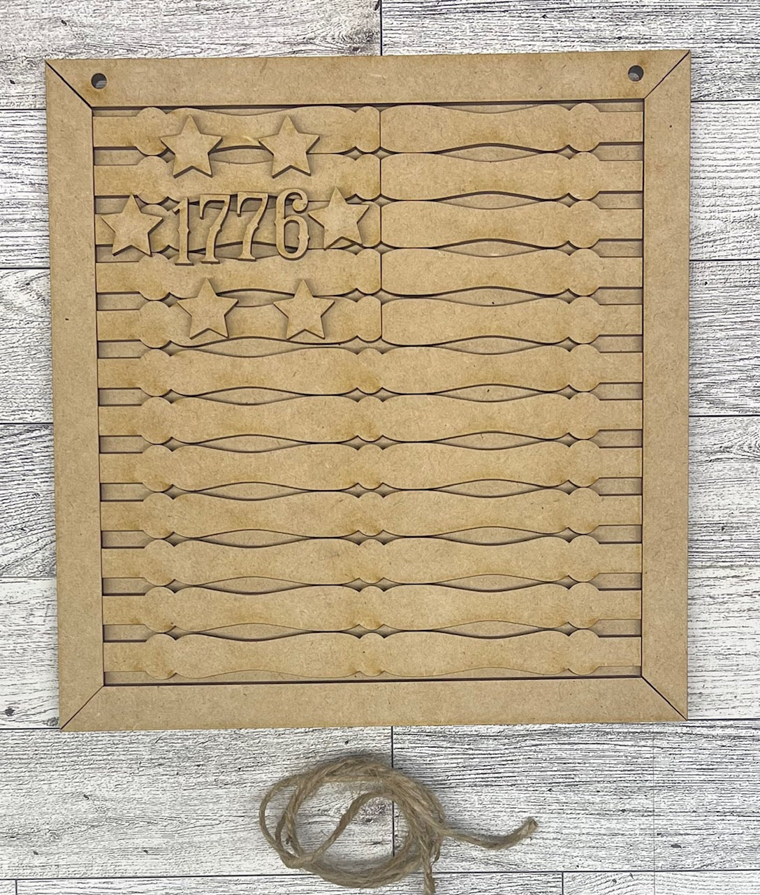 Spindle 1776 Flag Sign Cutouts, unpainted wooden cutouts - ready for you to paint
