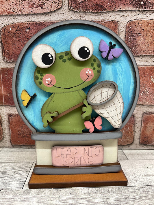 Spring Frog Globe Insert Add-On - unpainted wood cutouts, ready for you to paint