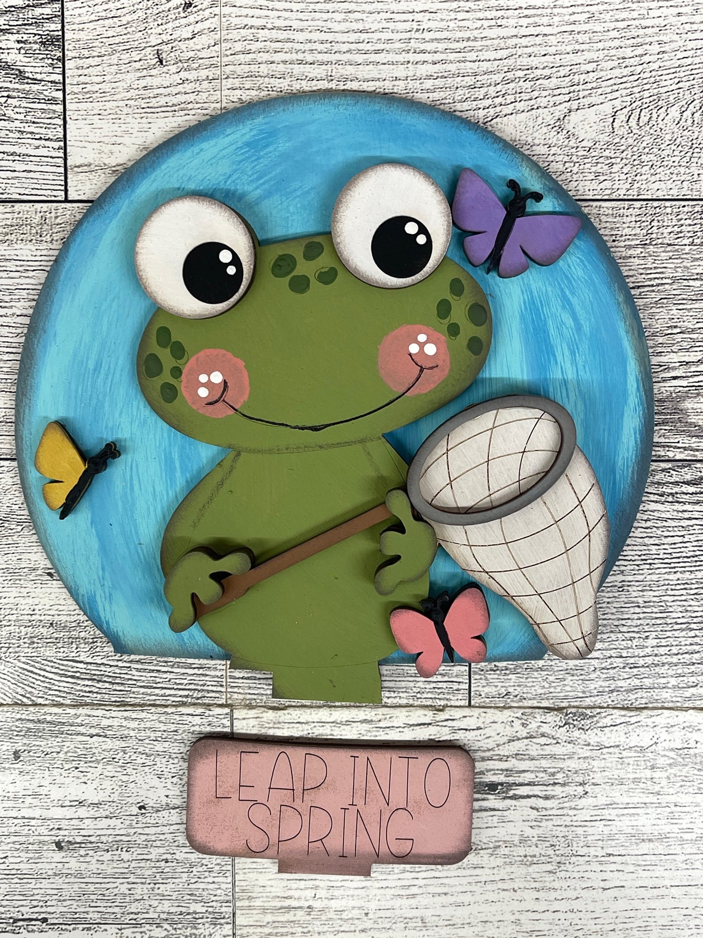 Spring Frog Globe Insert Add-On - unpainted wood cutouts, ready for you to paint