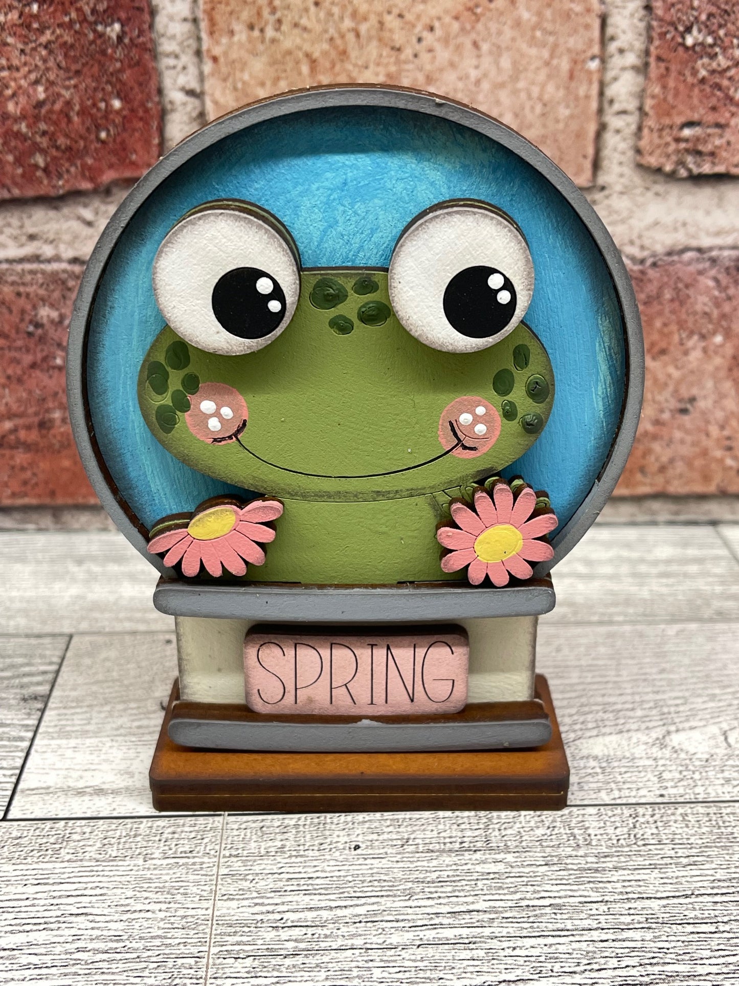 Spring Frog Globe Insert Add-On - unpainted wood cutouts, ready for you to paint