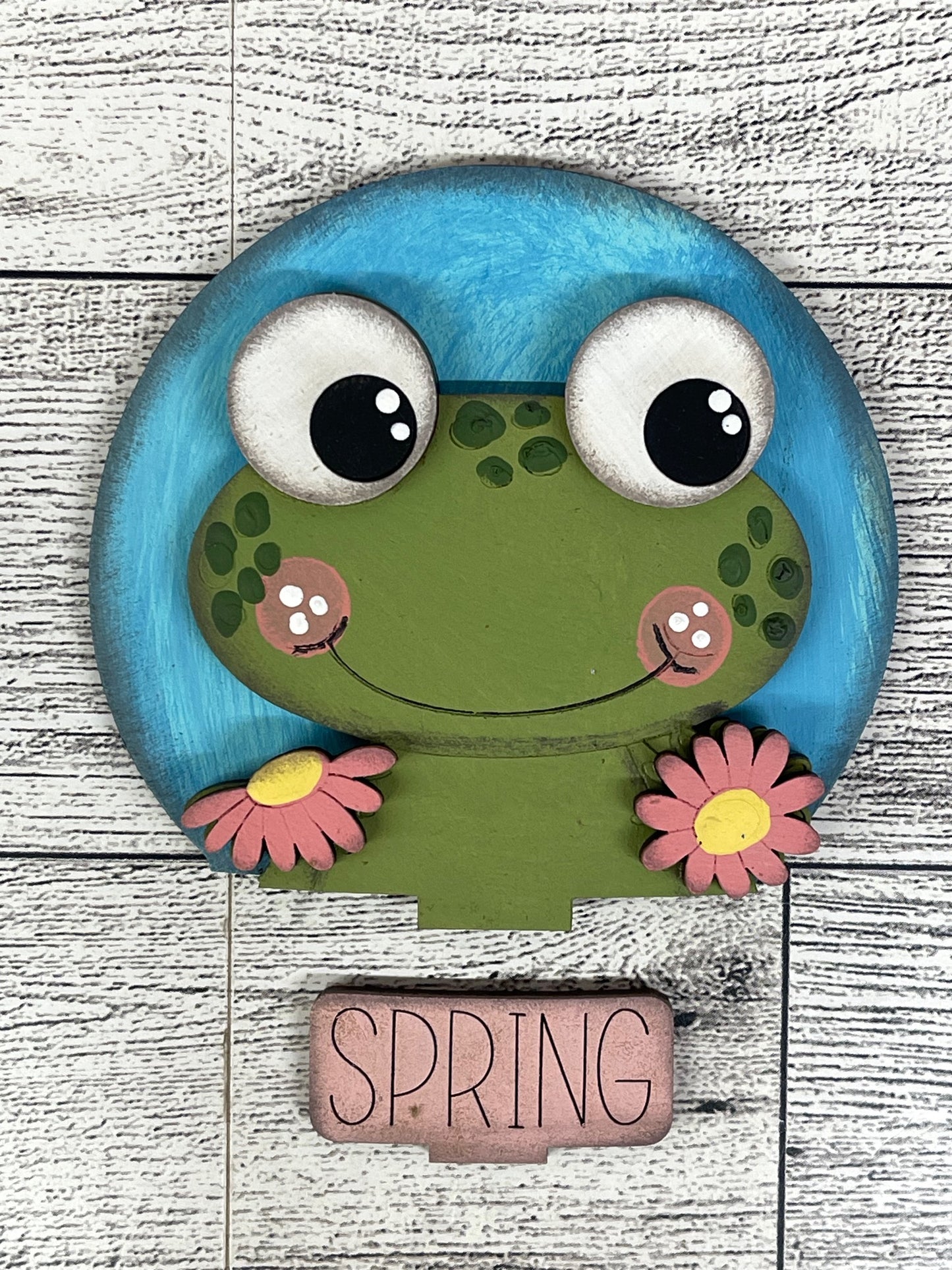 Spring Frog Globe Insert Add-On - unpainted wood cutouts, ready for you to paint