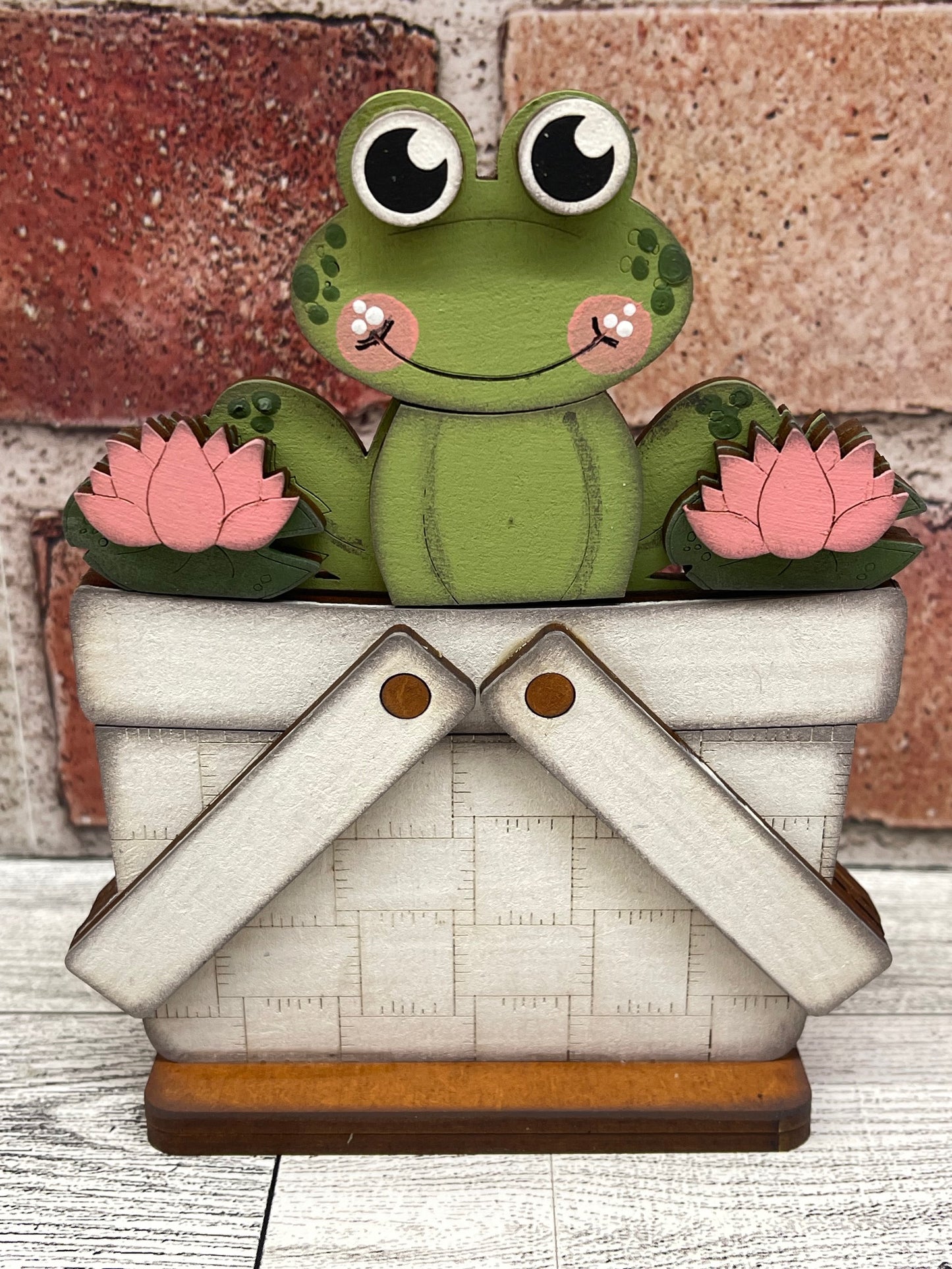 Mini Spring Frog Basket Insert Add-On - unpainted wood cutouts, ready for you to paint