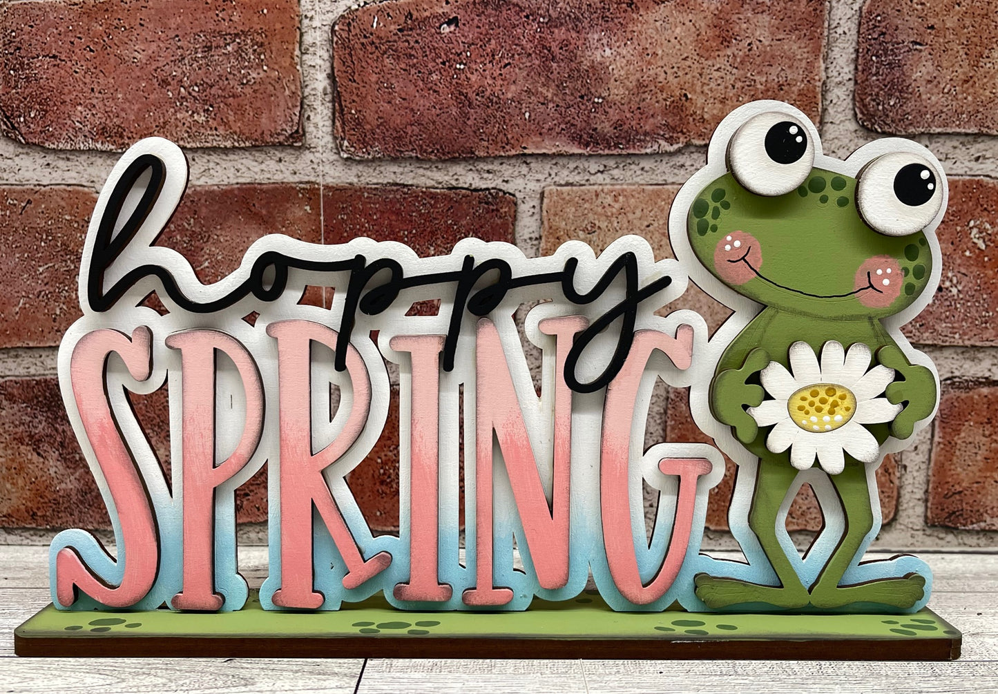 April Monthly Craft Kit - Spring Frog -themed - does not include frame or plain arch or HOME arch frame sold separately - unpainted ready for you to finish