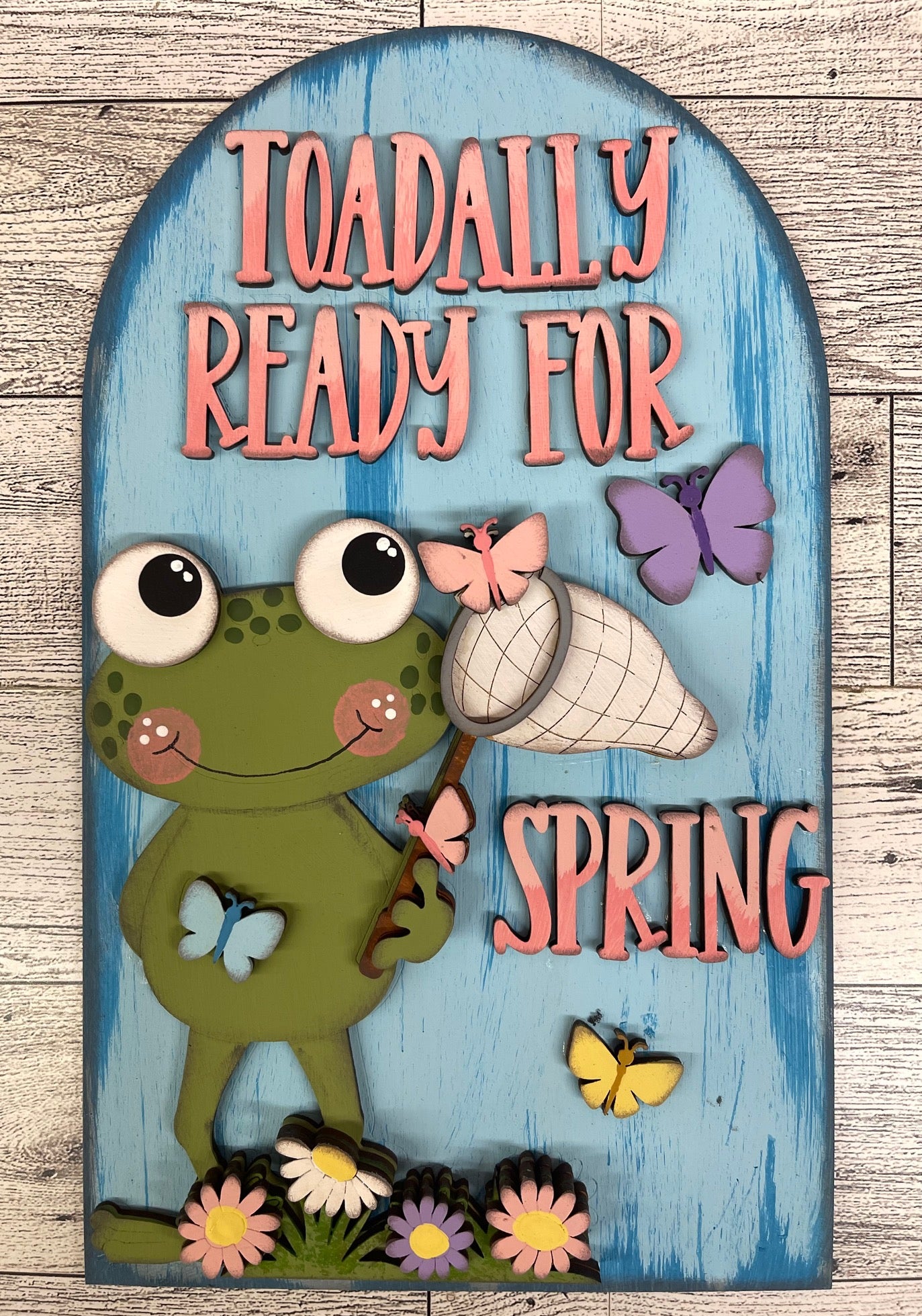 April Monthly Craft Kit - Spring Frog -themed - does not include frame or plain arch or HOME arch frame sold separately - unpainted ready for you to finish