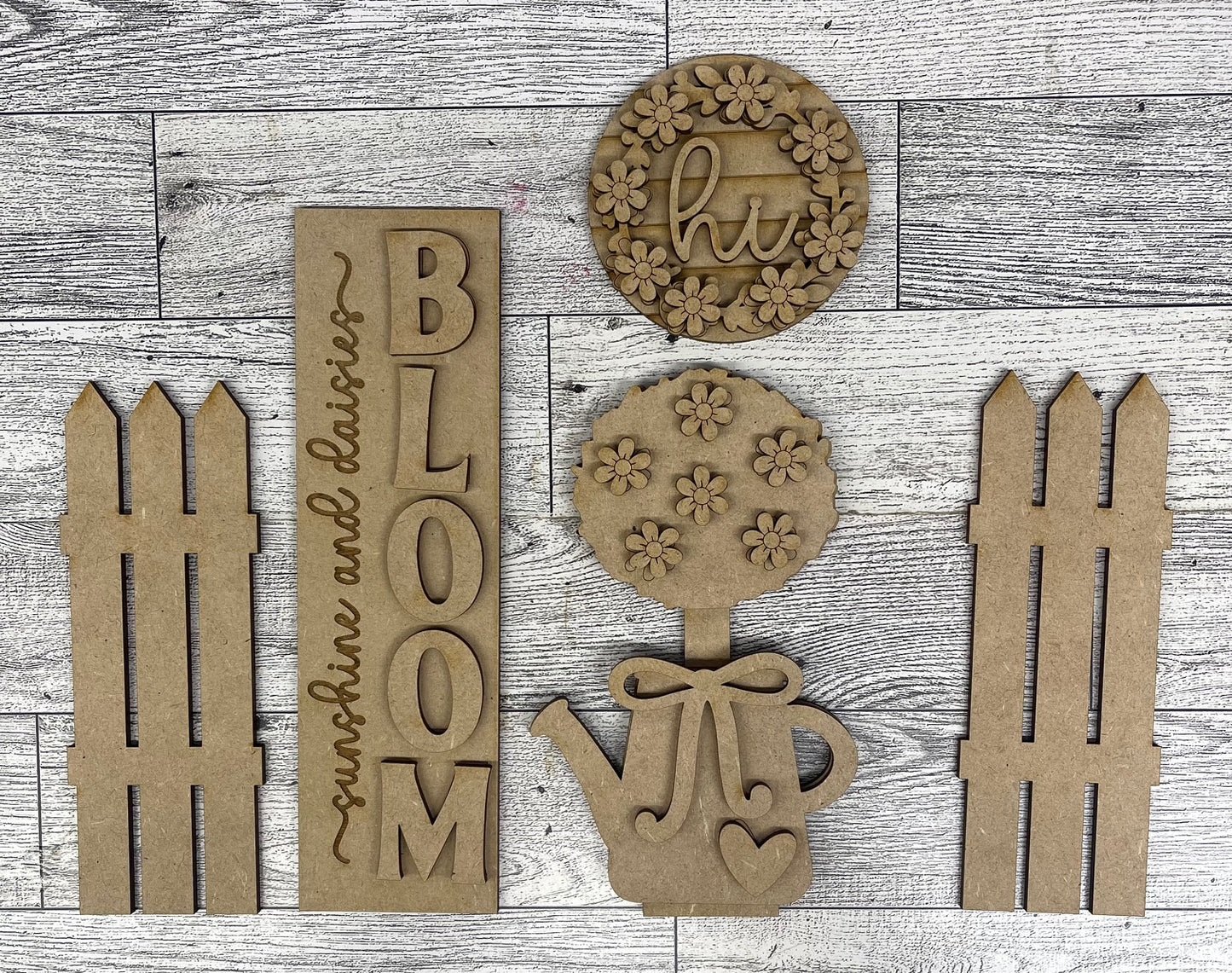 Sunshine and Daisies - Bloom Door inserts - wood cutouts - unpainted wooden cutouts, ready for you to paint