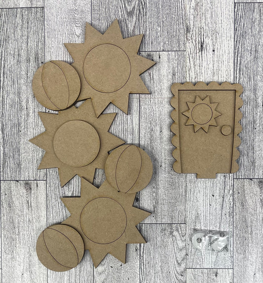 Summer Birdhouse changeable standing kit only - wood pieces, unpainted wood cutouts, ready for you to paint, sign backer is not included