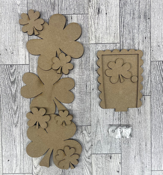 St. Patrick's Day Birdhouse changeable standing kit only - wood pieces, unpainted wood cutouts, ready for you to paint, sign backer is not included