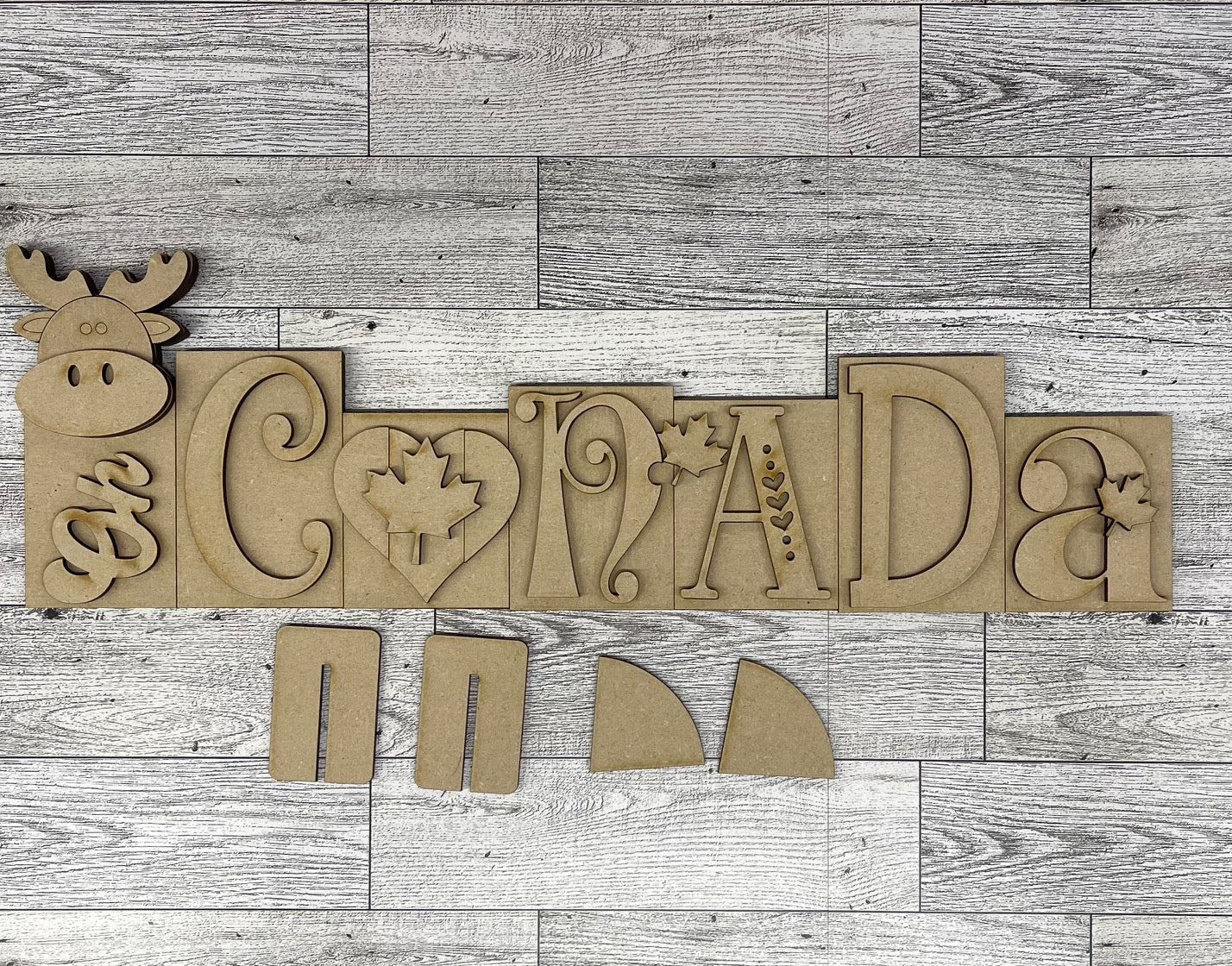 Oh Canada Large Word stander wood cutouts ready for you to paint