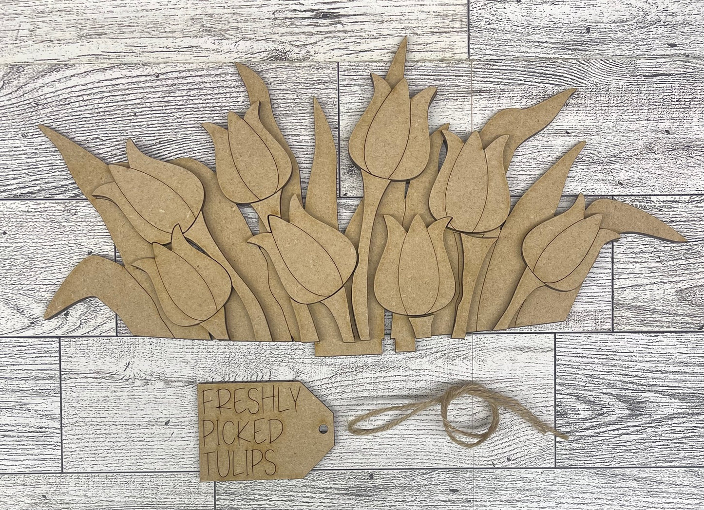 Tulip Flowers Insert only or with basket - unpainted wooden cutouts, ready for you to paint