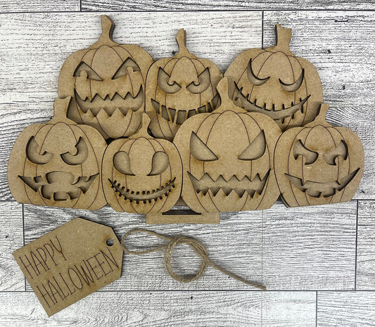 Jack o Lantern Insert only or with basket - unpainted wooden cutouts, ready for you to paint