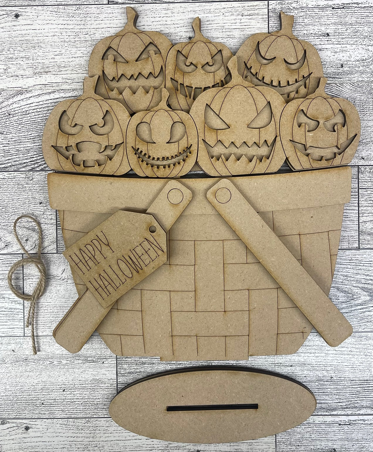Jack o Lantern Insert only or with basket - unpainted wooden cutouts, ready for you to paint