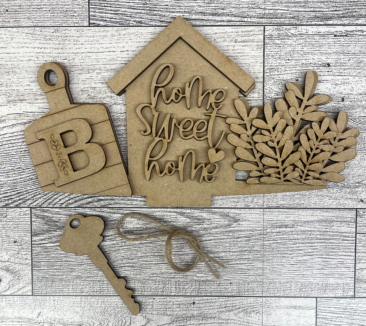 Home Sweet Home Insert only or with basket - unpainted wooden cutouts, ready for you to paint