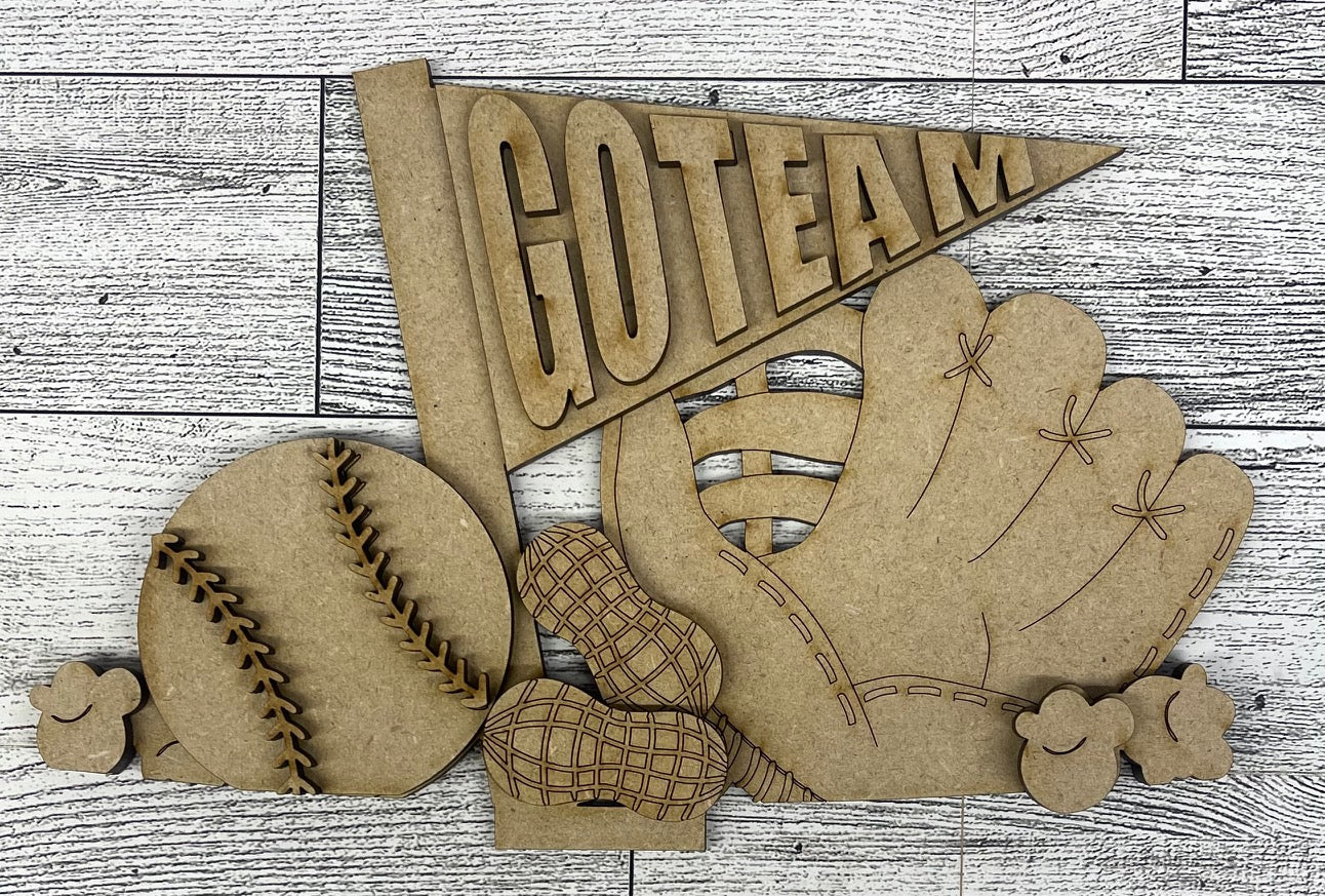 Baseball Insert only or with basket - unpainted wooden cutouts, ready for you to paint