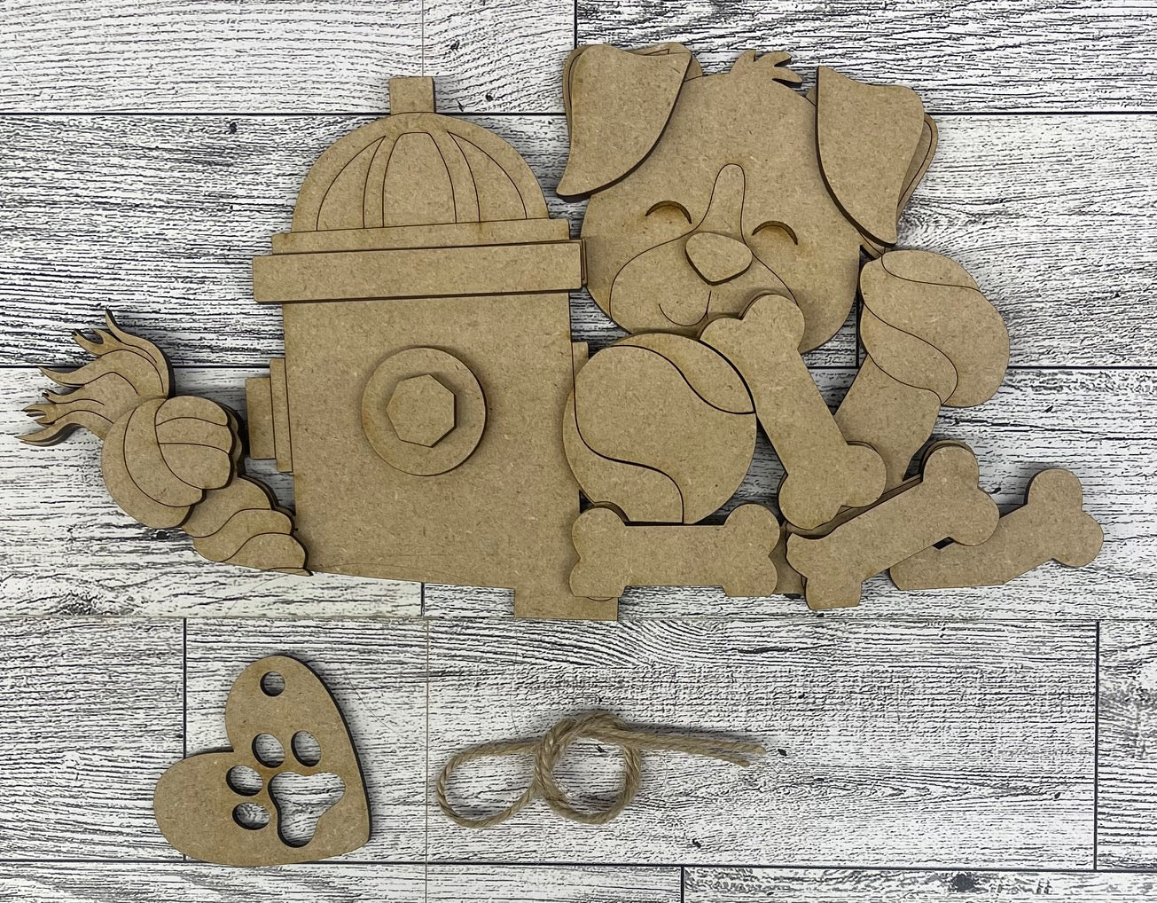 Dog Insert only or with basket - unpainted wooden cutouts, ready for you to paint