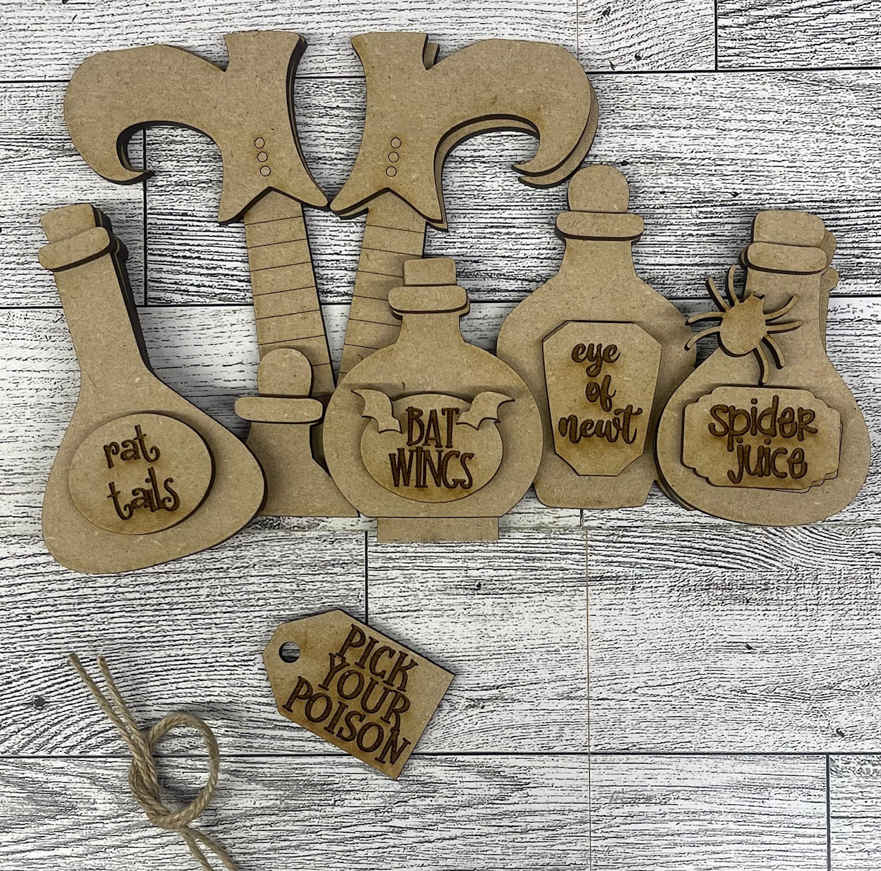 Halloween Witch Potions Insert only or with basket - unpainted wooden ...